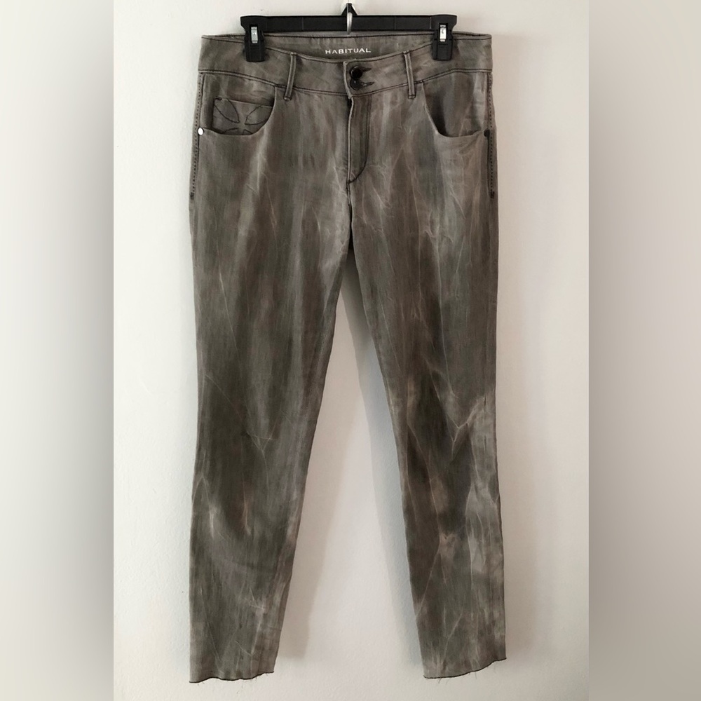 🔥Habitual Gray Slim Straight Jeans Tie Dye Stretch Denim Streetwear Y2K 30
